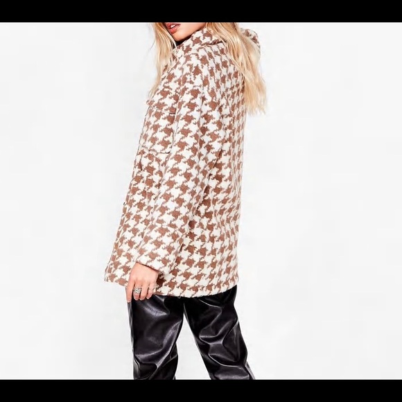 Nasty Gal NWT Houndstooth Faux Wool Jacket 🧥 - Picture 2 of 9